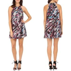 J’aime Mini Dress Size S Womens Trapeze A-line Halter Neck Abstract Sleeveless